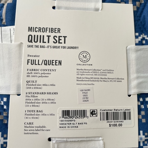 •Martha Stewart Essentials• Microfiber 4pc Quilt Set - Picture 4 of 4